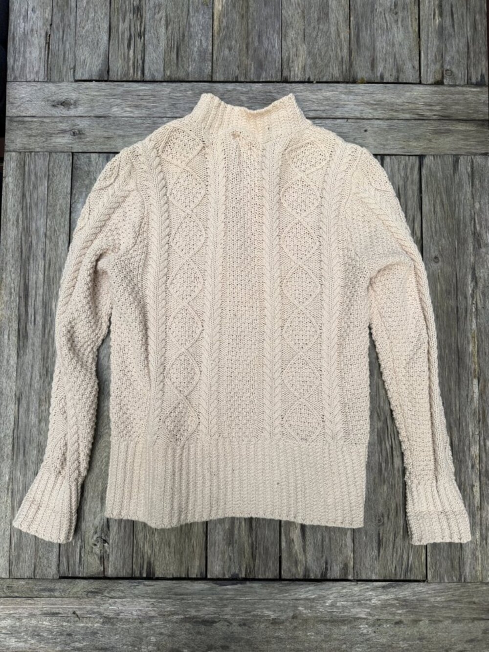 Women's Signature Cotton Fisherman Sweater / Cardigan - Medium Beige - Picture 3 of 11